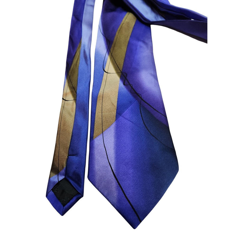 J. Garcia Mens Silk Tie Volcano Limited Edition Collection 38 Blue Geometric